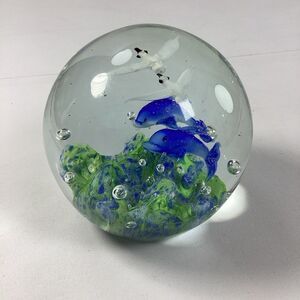 Glass Aquarium Paperweight Ocean Reef Dolphin Seagull 3D Floating Bubble